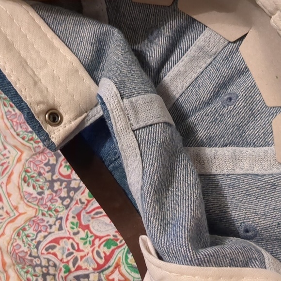 NWT Head Shots Denim Contrast Leather Strapback Dad Baseball Cap OS Vintage - Picture 6 of 6